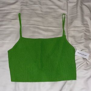 Green open back crop top